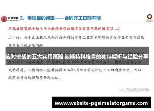 应对挑战的五大实用策略 波斯特科格鲁的独特解析与经验分享