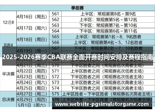 2025-2026赛季CBA联赛全面开赛时间安排及赛程指南