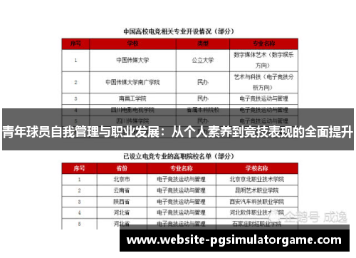青年球员自我管理与职业发展：从个人素养到竞技表现的全面提升